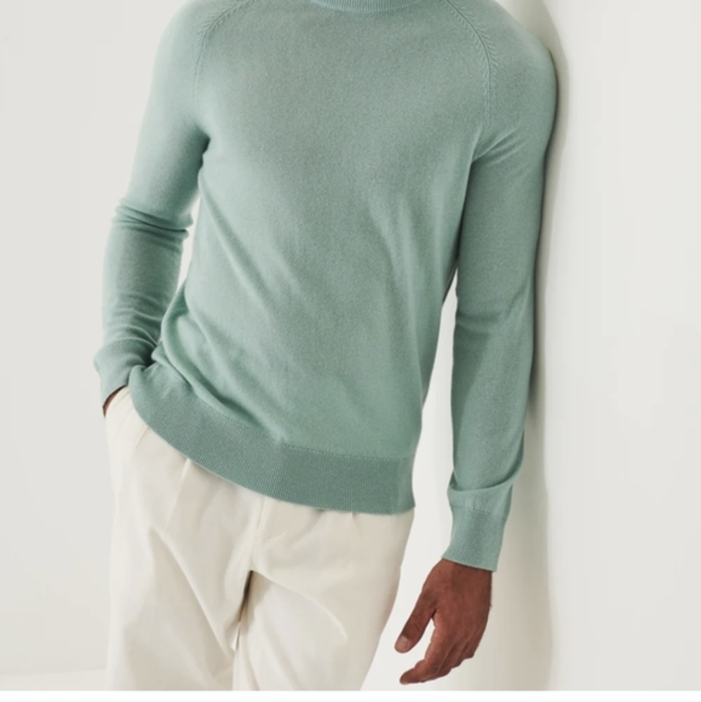 PATRICK ASSARAF Wool Cashmere Raglan Crewneck in Seafoam Green size S